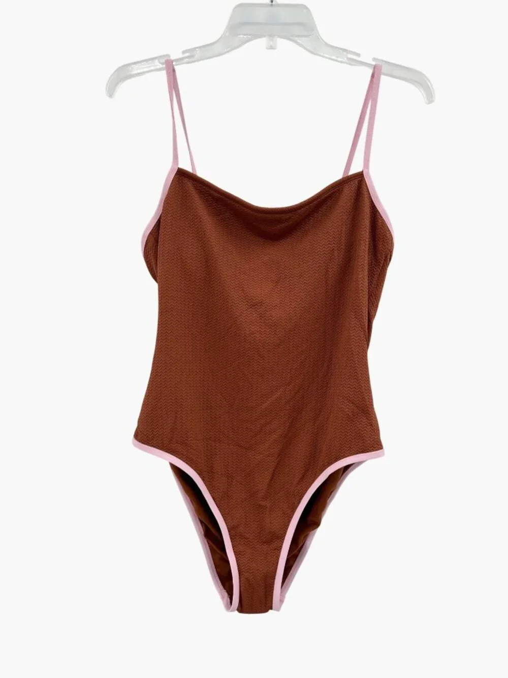 NEW Wild Fable Contrast Binding Pucker Textured High Leg Medium Coverage Swimsui